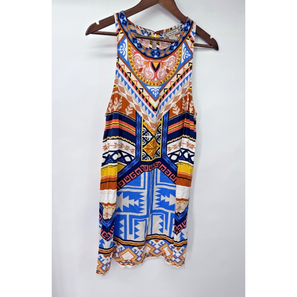 Flying Tomato Multi-Color High Neck Sleeveless Dress M Festival boho aztec artsy